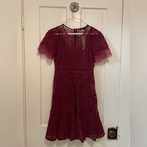 NWT French connection lace dress in wine color size UK 8 (US 4)